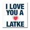 Crafted Creations White and Red "I LOVE YOU A LATKE" Hanukkah Square Cotton Wall Art Decor 20" x 20"